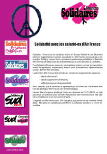 Lire la suite à propos de l’article Solidarité avec les salarié-es d’Air France