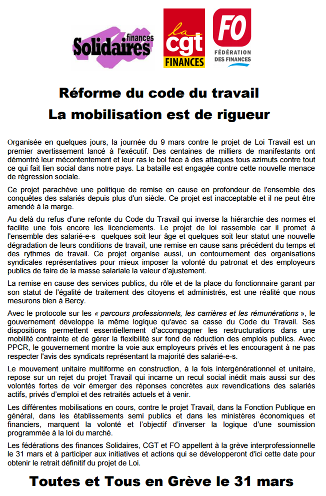 Lire la suite à propos de l’article Mobilisation de rigueur !