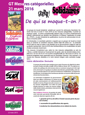 Lire la suite à propos de l’article 21 mars : GT ministériel Mesures catégorielles