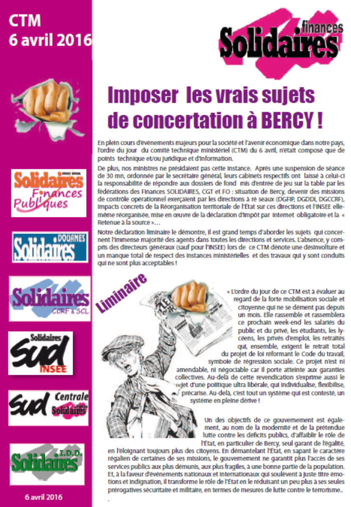 Lire la suite à propos de l’article 6 avril  : Compte rendu CTM