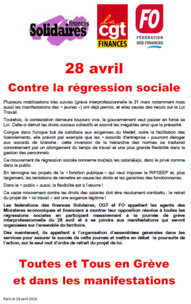 Lire la suite à propos de l’article 28 avril  : Contre la régression  sociale
