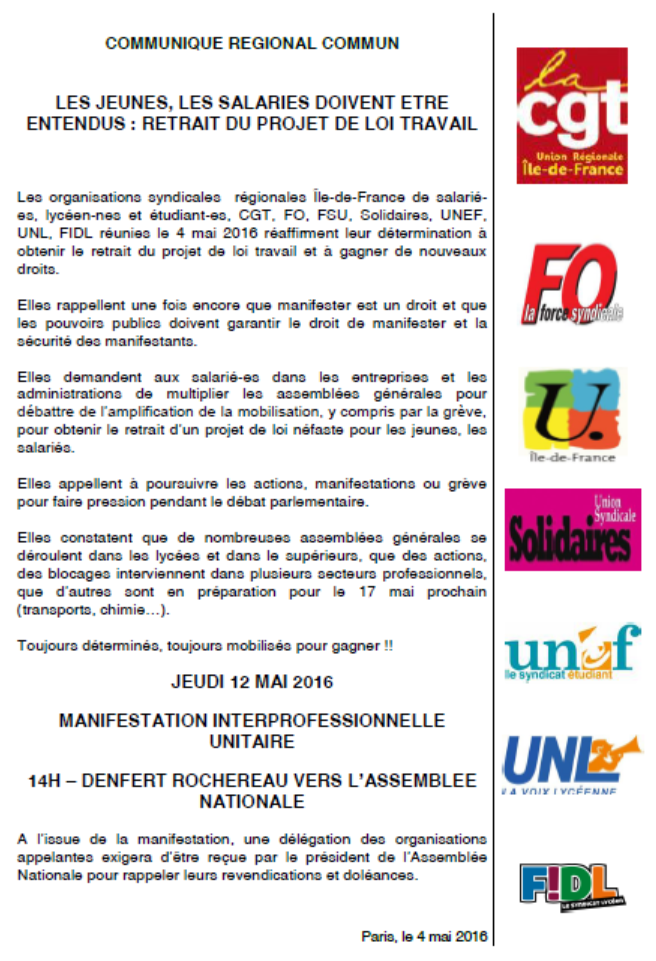 Lire la suite à propos de l’article 12 mai : Manifestation à l’Assemblée Nationale