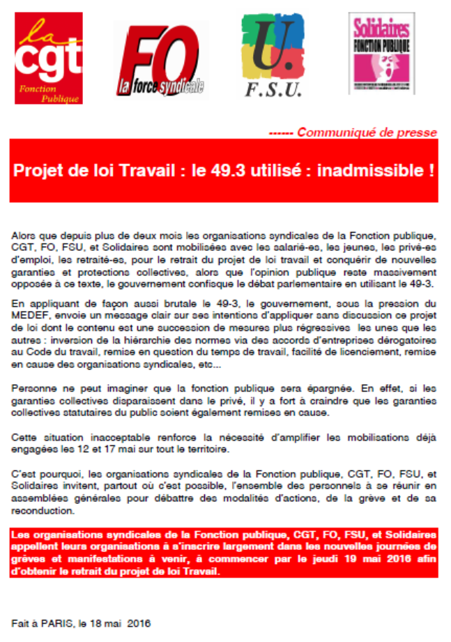 Lire la suite à propos de l’article 49.3 : inadmissible !