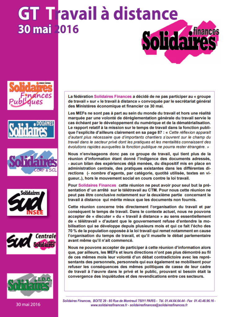 Les raisons de notre non participation