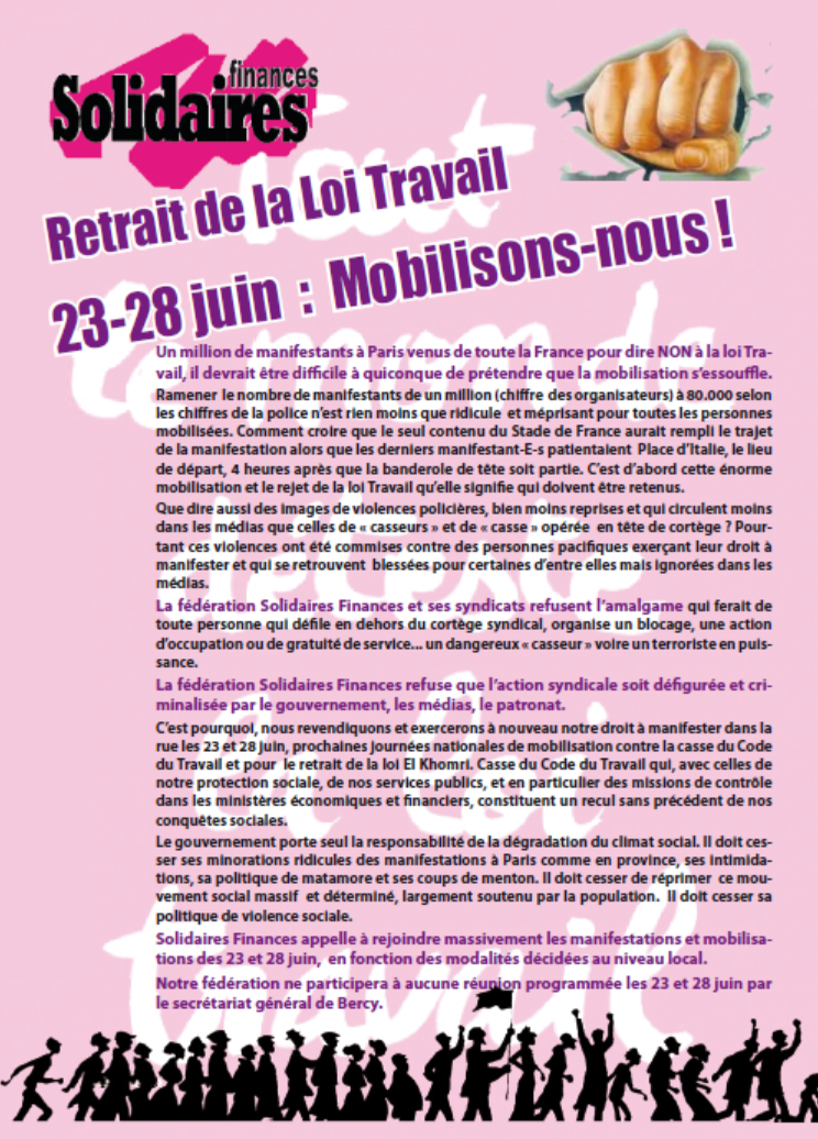 Lire la suite à propos de l’article 23-28 juin : Mobilisons-nous !