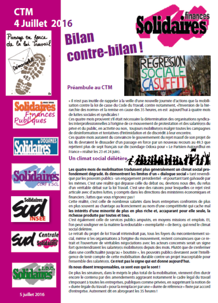 Lire la suite à propos de l’article CTM du 4 juillet : Bilan contre-Bilan