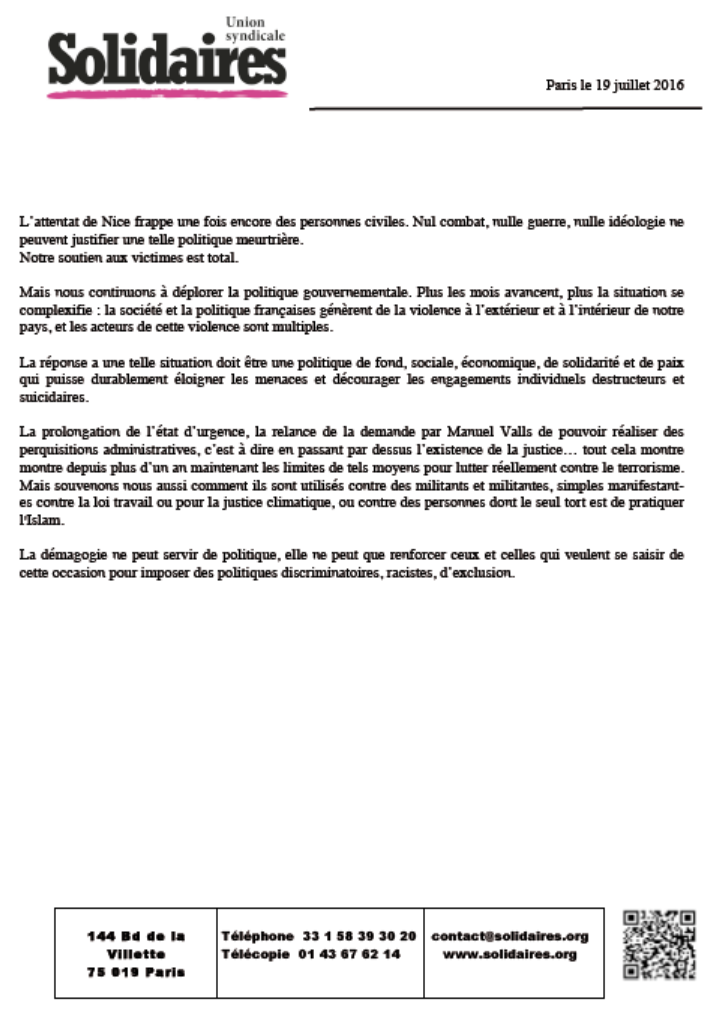 Lire la suite à propos de l’article Après l’attentat de Nice