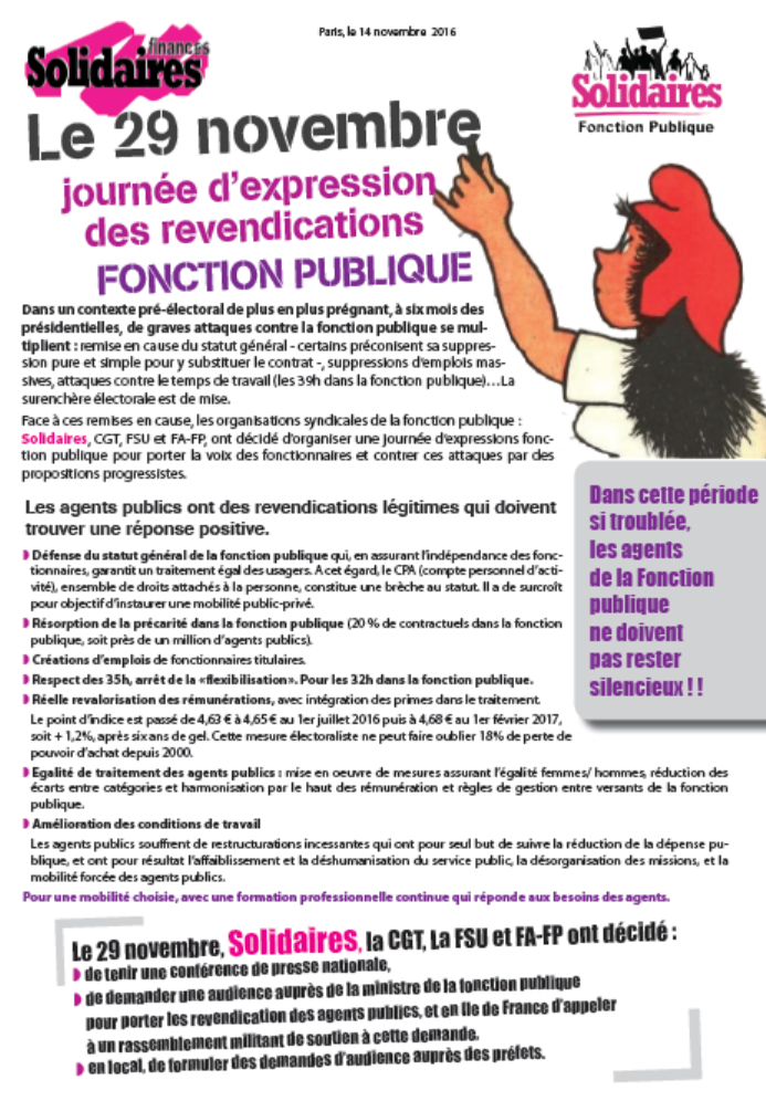 Lire la suite à propos de l’article 29 novembre  journée d’expression  des revendications  Fonction Publique