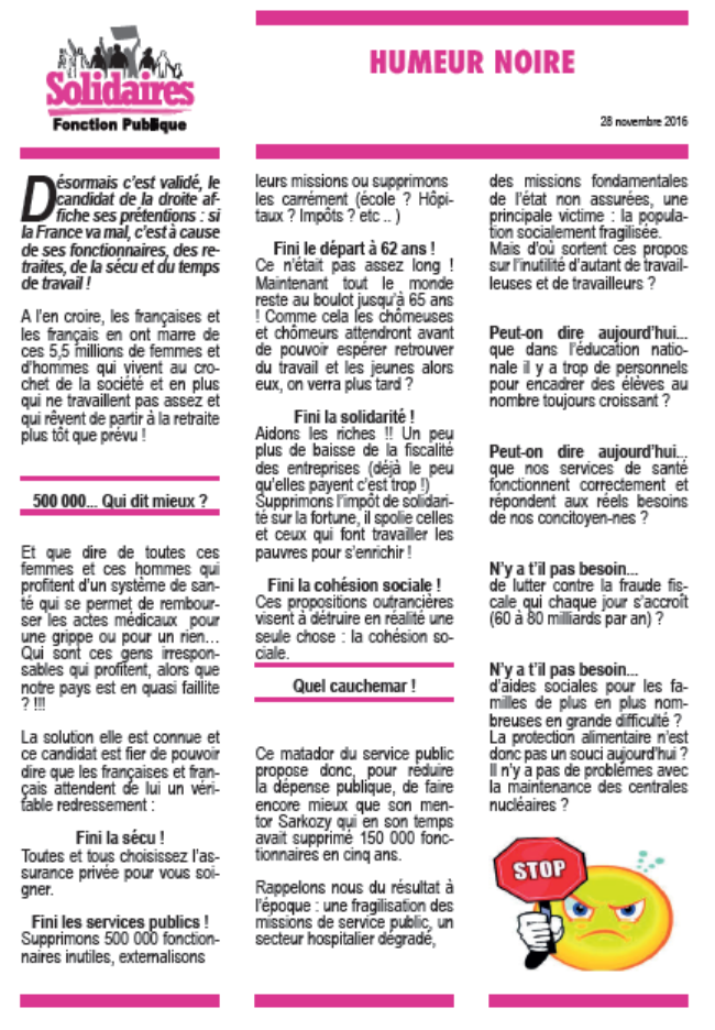 Lire la suite à propos de l’article Non à  la régression sociale !!!