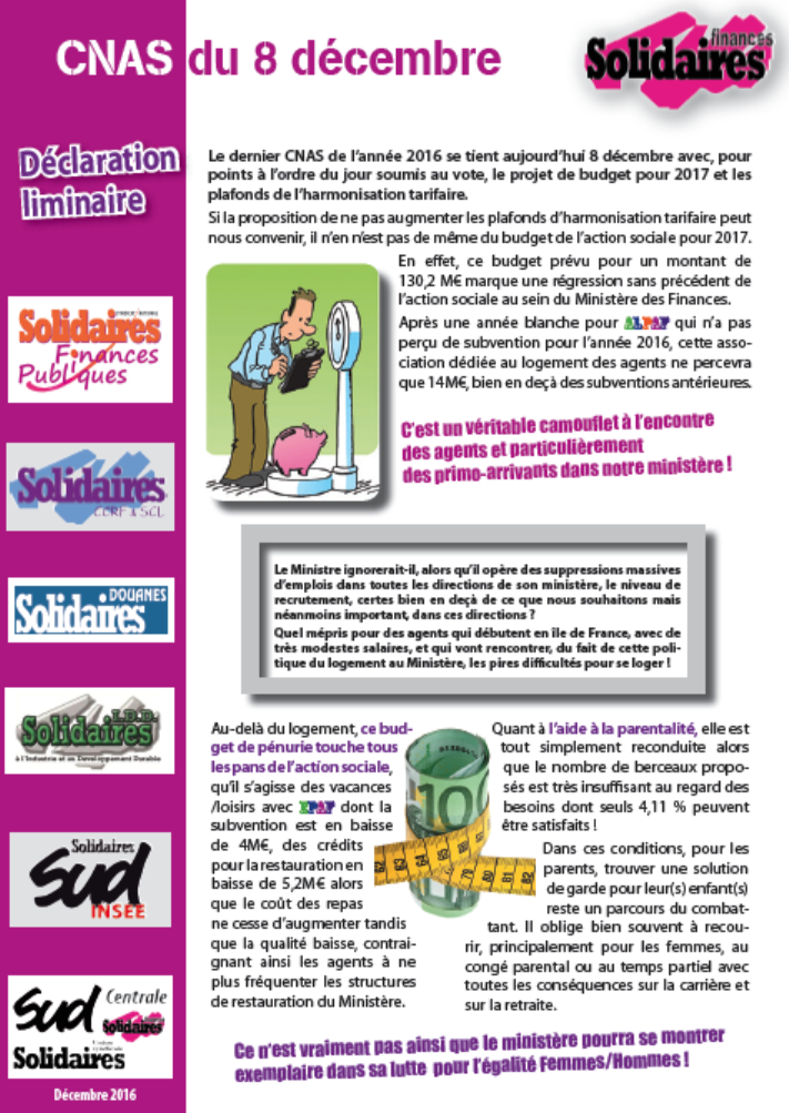 Lire la suite à propos de l’article Notre déclaration liminaire au CNAS du 8 décembre 2016