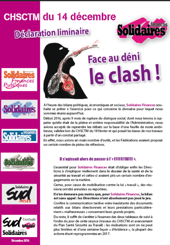 Lire la suite à propos de l’article Clash au CHSCTM du 14 décembre 2016.