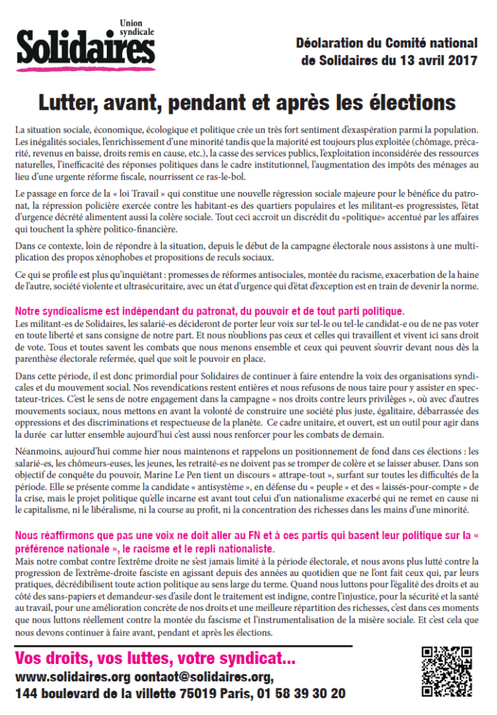 Lutter, avant, pendant et après les elections