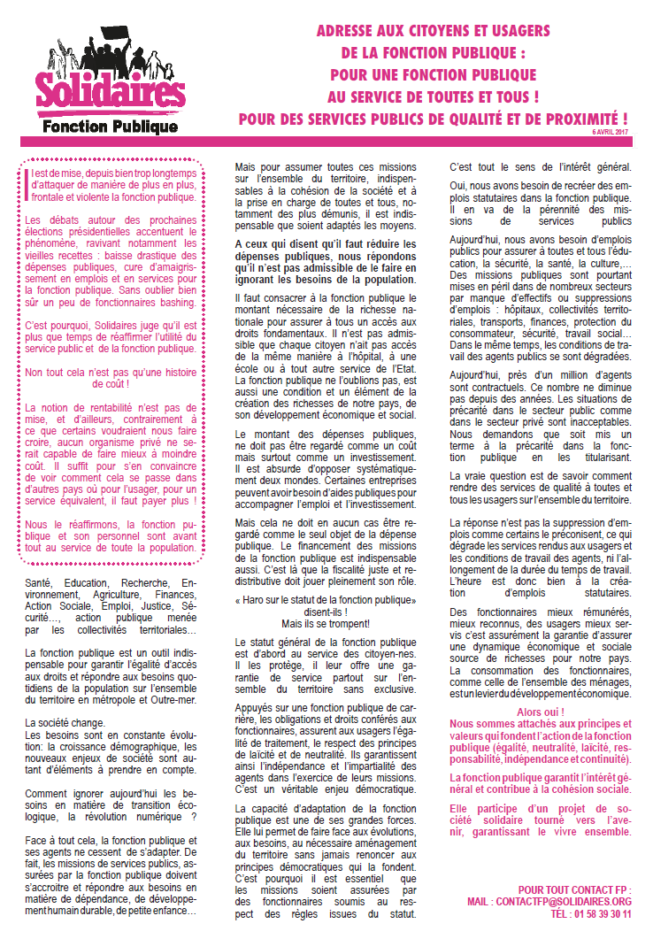 Lire la suite à propos de l’article Pour une fonction publique au service de toutes et de tous