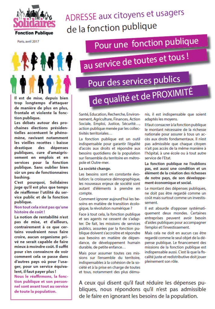 Pour une fonction publique au service de toutes et tous !