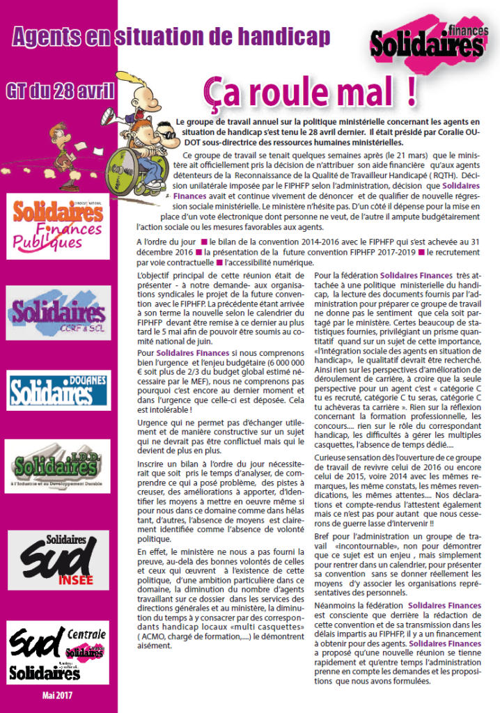 GT du 28 avril : Politique ministérielle du handicap : de grandes marges de progrès…à faire !