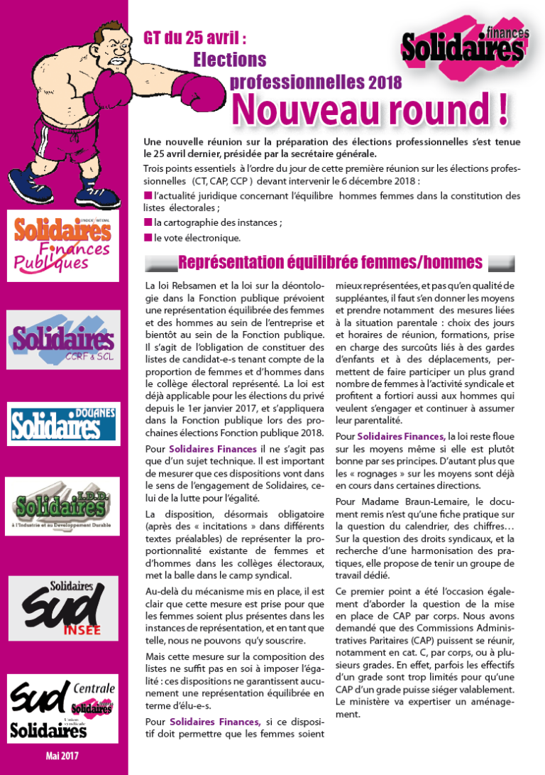 Lire la suite à propos de l’article GT du 25 avril : Elections professionnelles 2018.