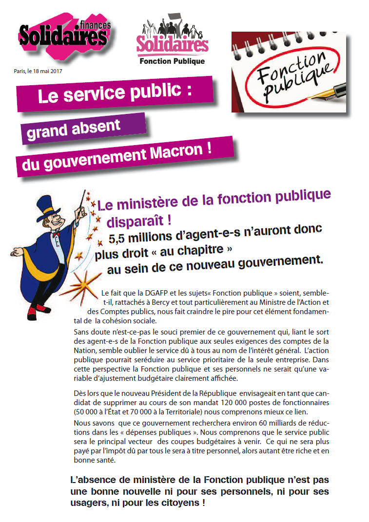 Lire la suite à propos de l’article Le service public : grand absent du gouvernement Macron !