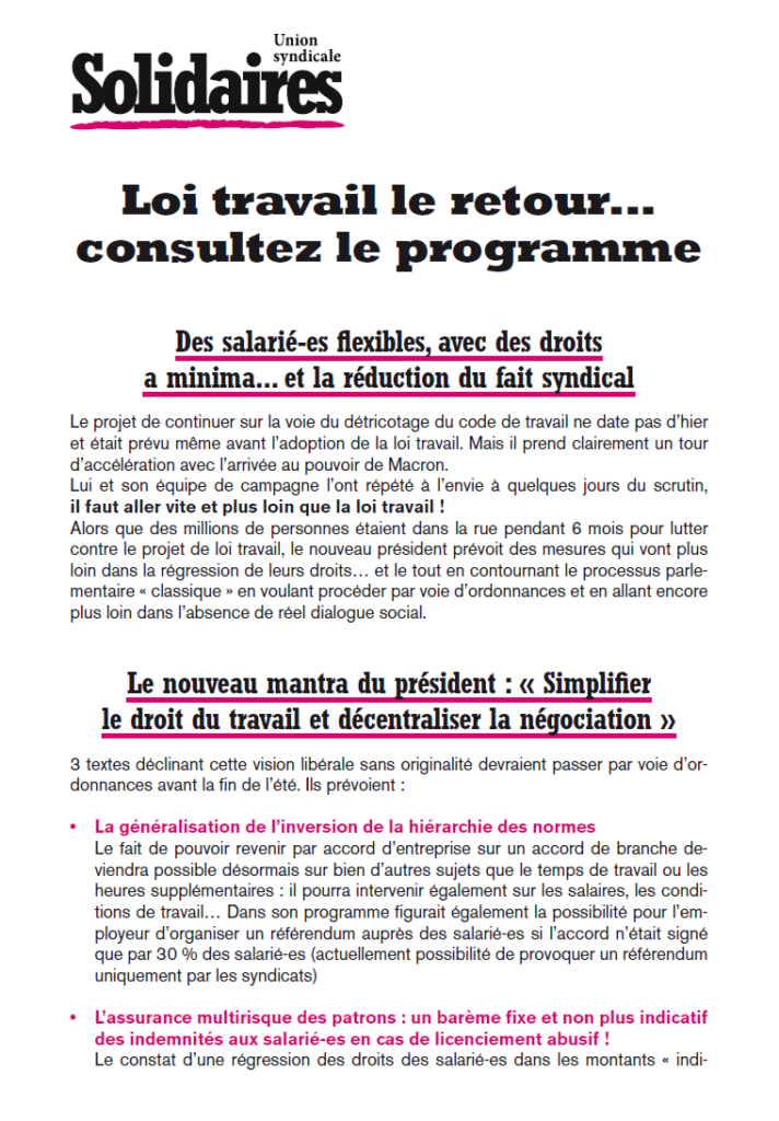 Loi travail : Objectif des salarié-e-s flexibles avec des  droits à minima ! !