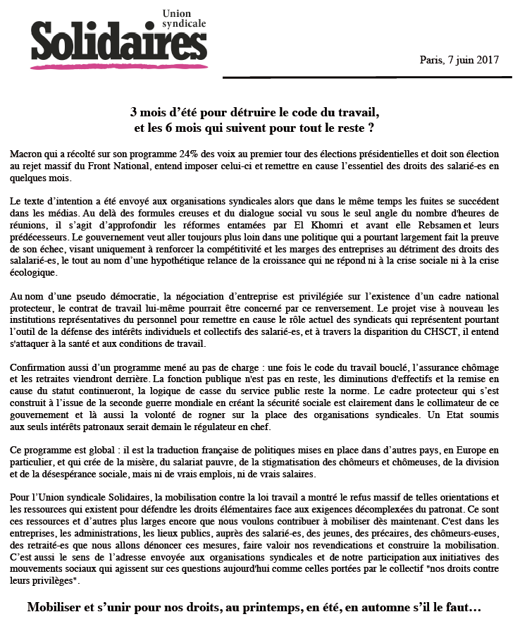 Lire la suite à propos de l’article 3 mois d’été pour détruire le code du travail, et les 6 mois qui suivent pour tout le reste ?