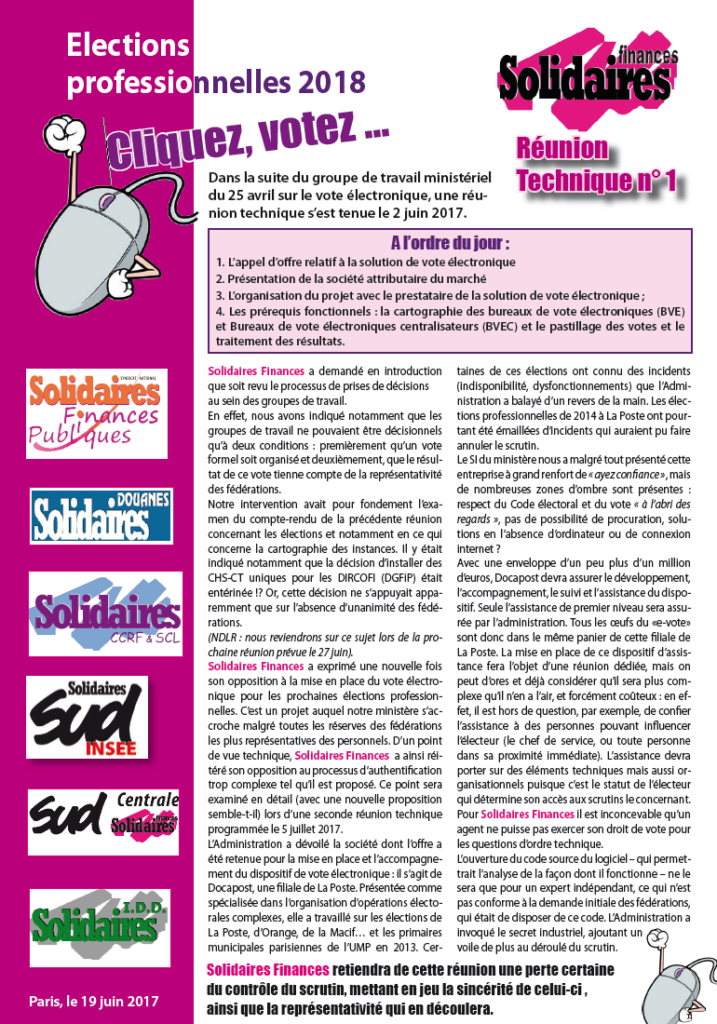 Elections professionnelles 2018 – Cliquez , votez …