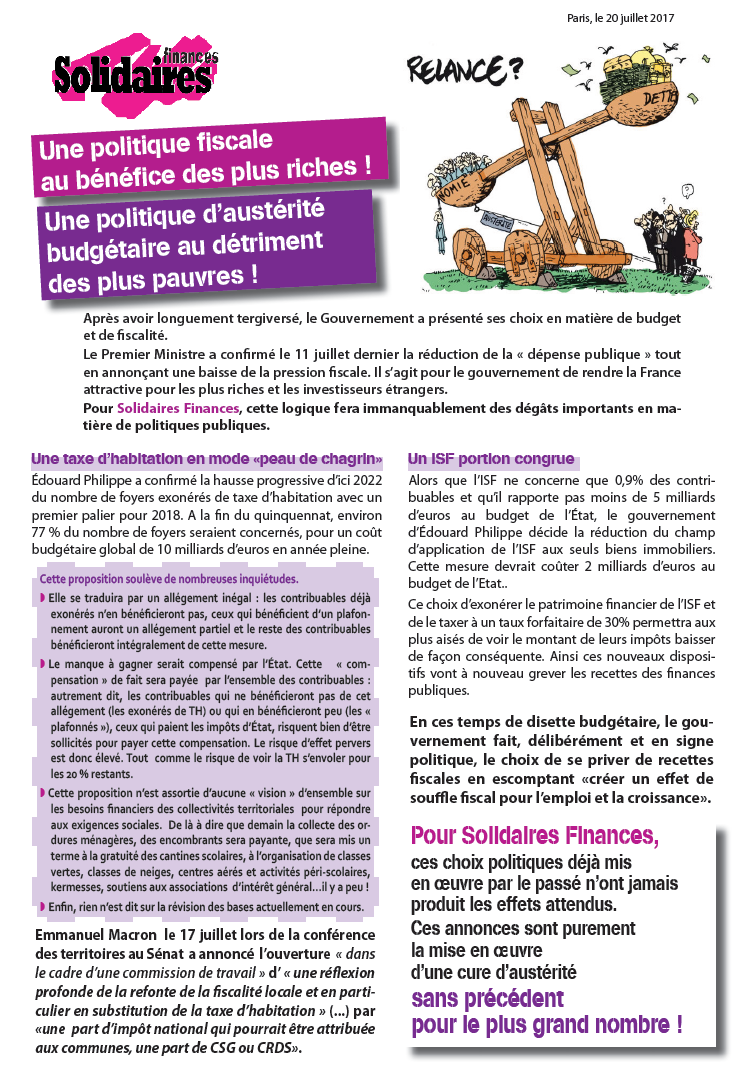 Lire la suite à propos de l’article Une politique fiscale en faveur des plus riches!