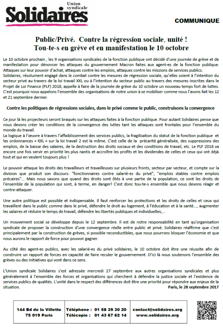 Lire la suite à propos de l’article 10 octobre construisons ensemble public-privé notre rapport de force !