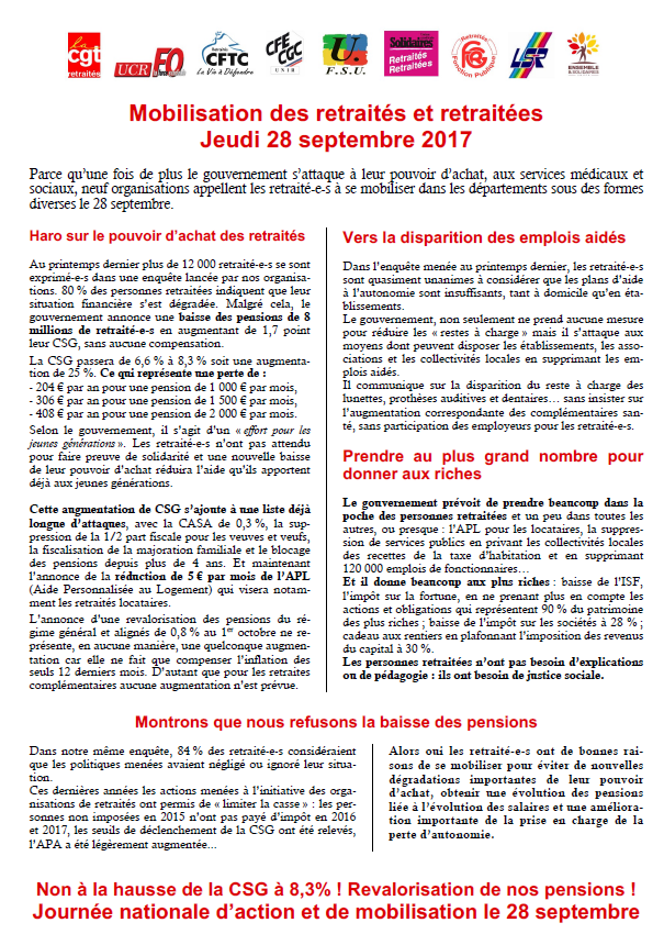 Lire la suite à propos de l’article 28 septembre : NON au racket des Retraitées Retraités