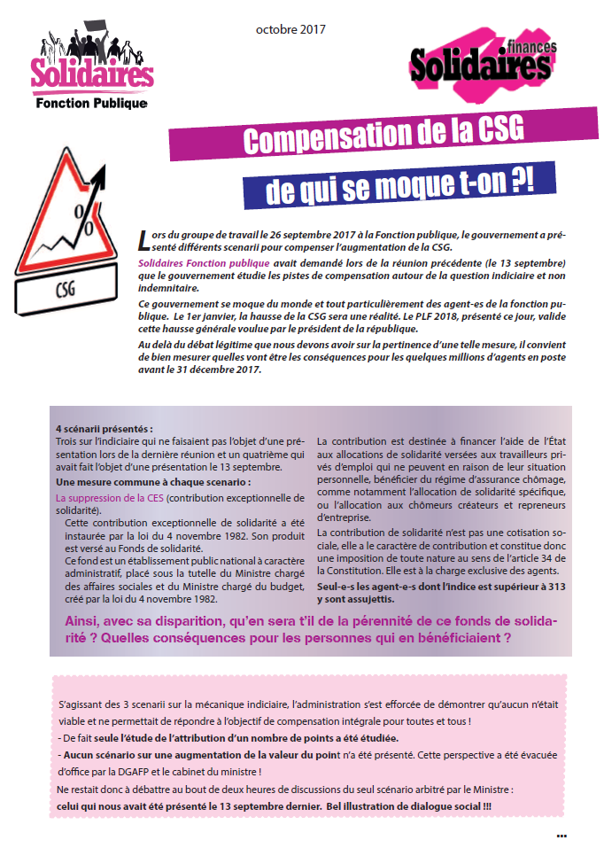 Lire la suite à propos de l’article Compensation de la CSG – de qui se moque t-on ?!