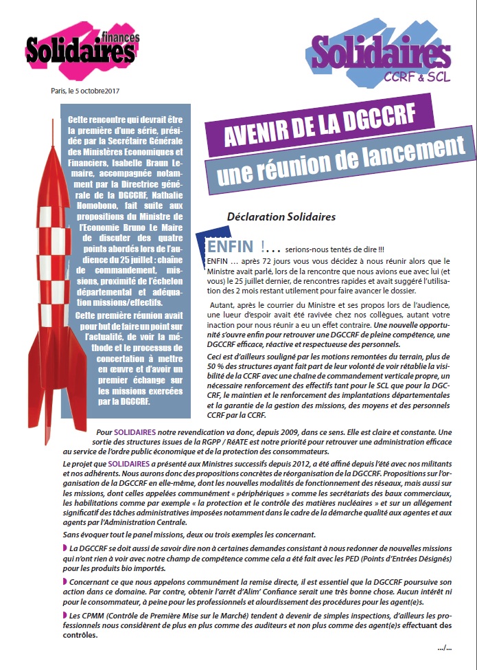 Lire la suite à propos de l’article AVENIR DE LA DGCCRF – Une réunion de lancement