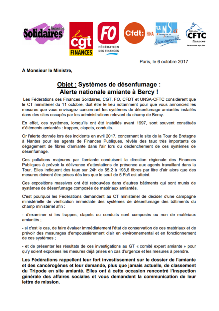 Lire la suite à propos de l’article le CT ministériel du 11 octobre, lettre des Fédérations des finances au Ministre