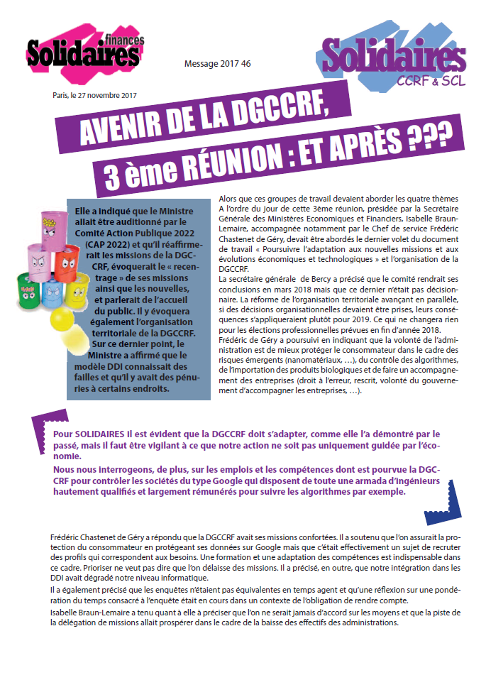 Lire la suite à propos de l’article Avenir de la DGCCRF :  et après le cycle  de réunion ?
