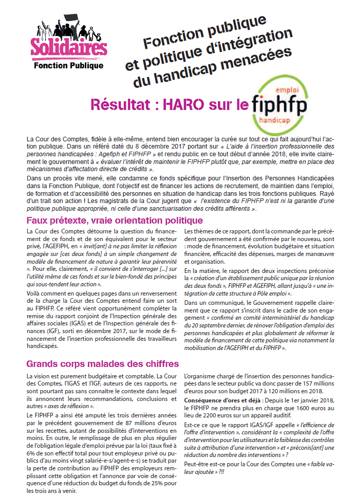 Lire la suite à propos de l’article Haro sur le FIPHFP.