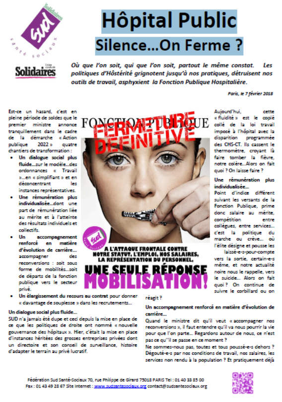 Lire la suite à propos de l’article Hôpital Public Silence…On Ferme ?