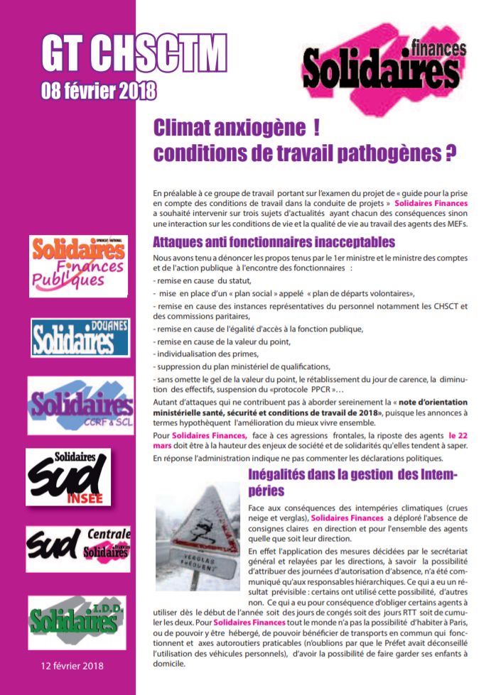 Lire la suite à propos de l’article GT CHSCTM du 8 février 2018