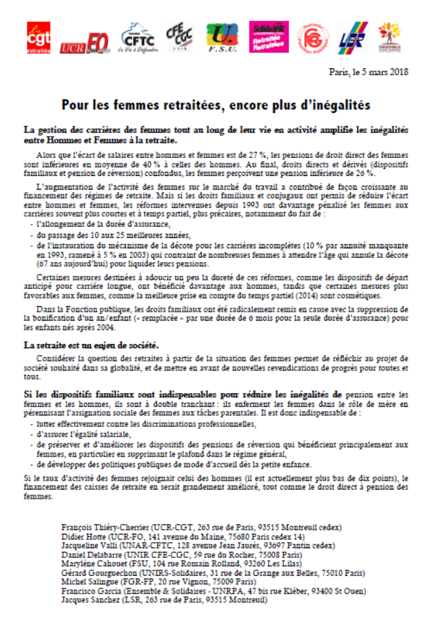 Lire la suite à propos de l’article Pour les femmes retraitées encore plus d’inégalités.