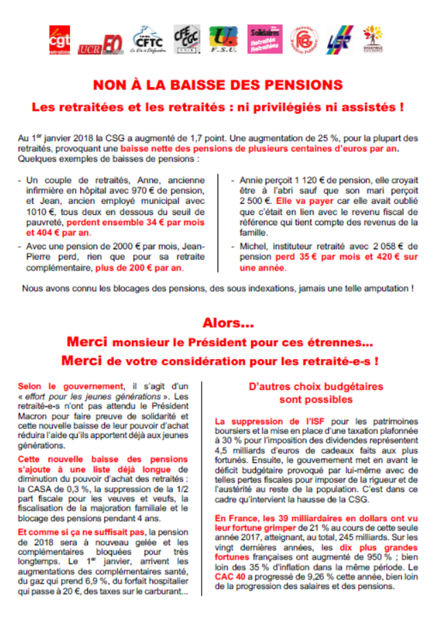 Lire la suite à propos de l’article 15 Mars 2018 – Retraité-es : La situation n’est plus acceptable !