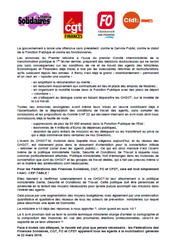 Lire la suite à propos de l’article CHSCTM du 16 mars 2018