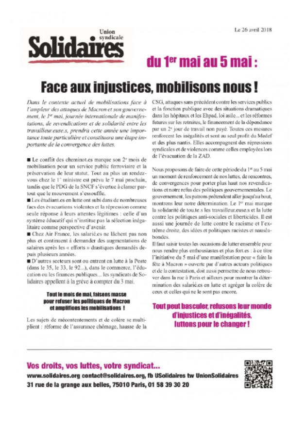 Lire la suite à propos de l’article Face aux injustices, mobilisons nous !