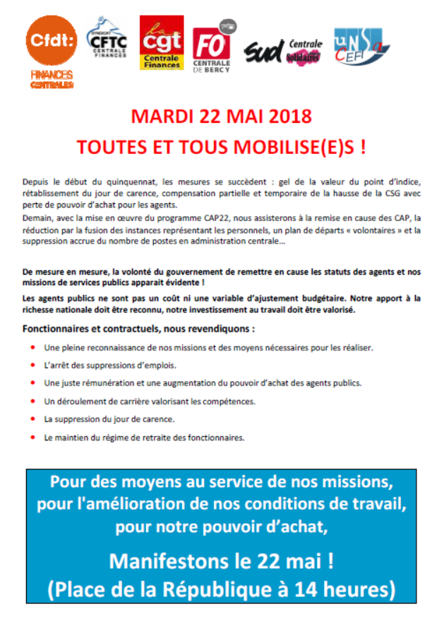 Lire la suite à propos de l’article Appel de l’intersyndicale de Bercy