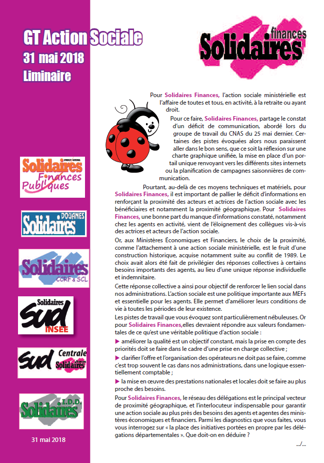 Lire la suite à propos de l’article Réunion CNAS/CTM  du 31 mai – Avenir de l’action Sociale ministérielle