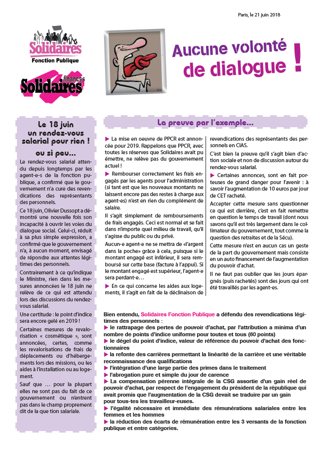 Lire la suite à propos de l’article Fonction publique : Aucune volonté de dialogue !