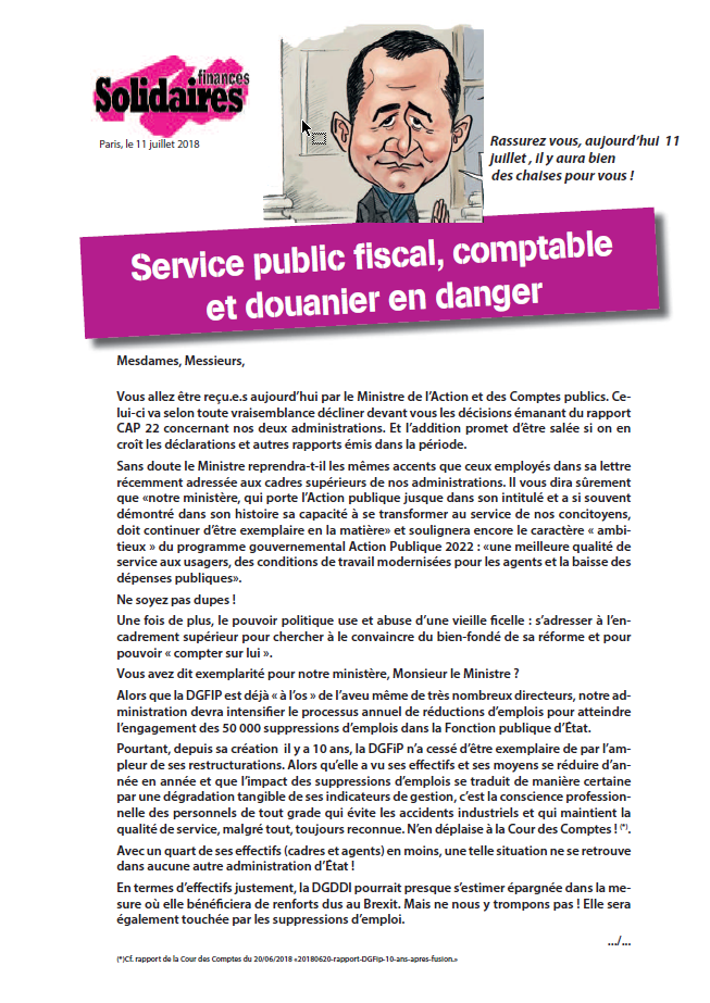 Lire la suite à propos de l’article CAP 2022 :  Adresse de Solidaires Finances