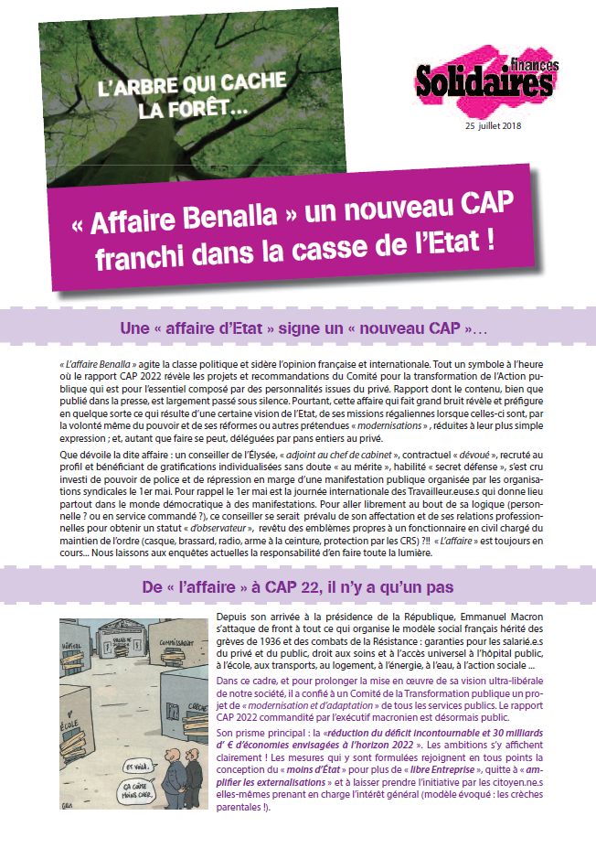 Lire la suite à propos de l’article « Affaire Benalla » un nouveau CAP franchi dans la casse de l’Etat !