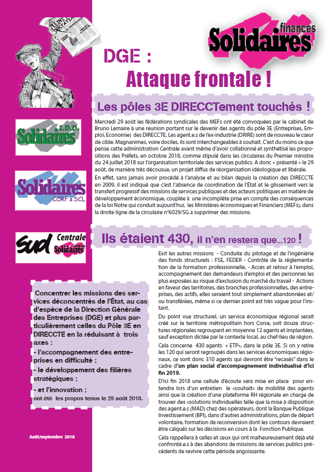 Lire la suite à propos de l’article Les pôles 3 E DIRECCTEment  attaqués !