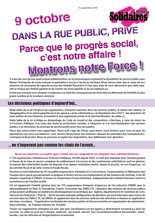 Lire la suite à propos de l’article Le 9 octobre Parce que le progrès social, c’est notre affaire !