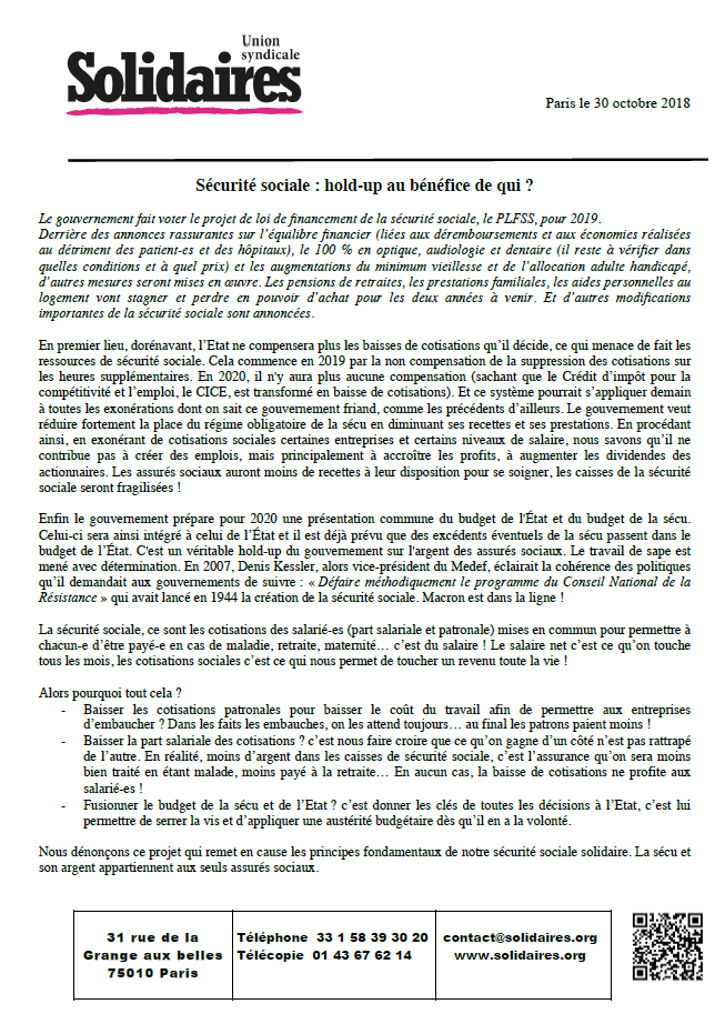 Lire la suite à propos de l’article Sécurité sociale: hold-up au bénéfice de qui ?