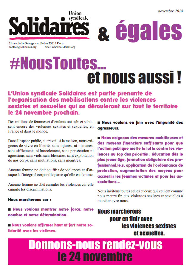 Lire la suite à propos de l’article 24 novembre: Mobilisations contre les violences sexistes et sexuelles.