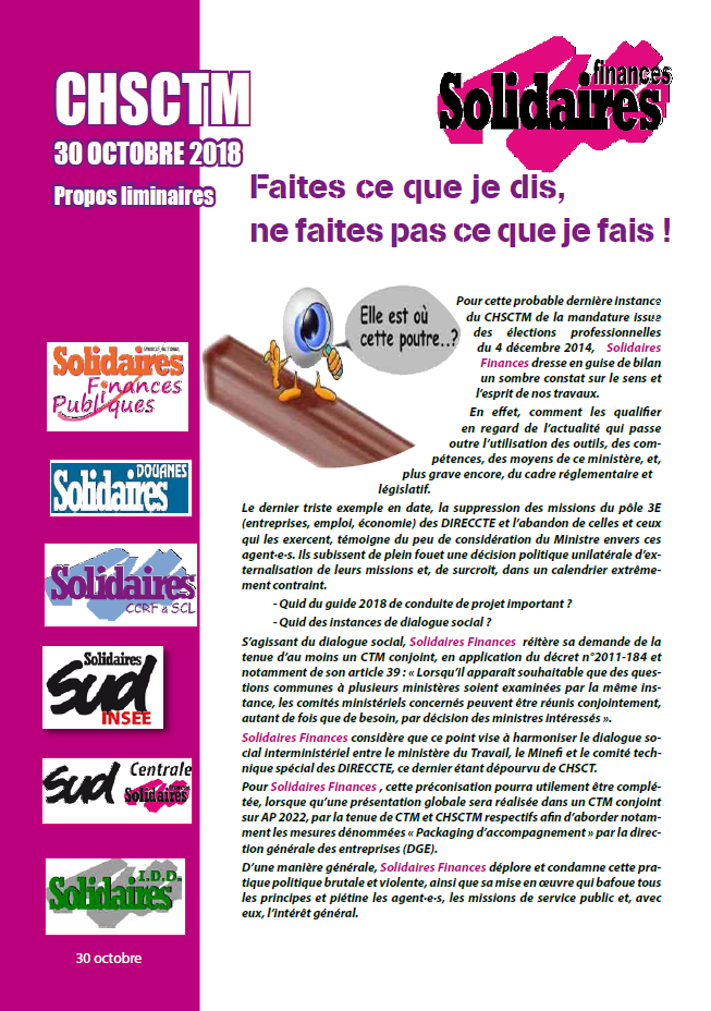 Lire la suite à propos de l’article CHSCTM du 30 octobre 2018