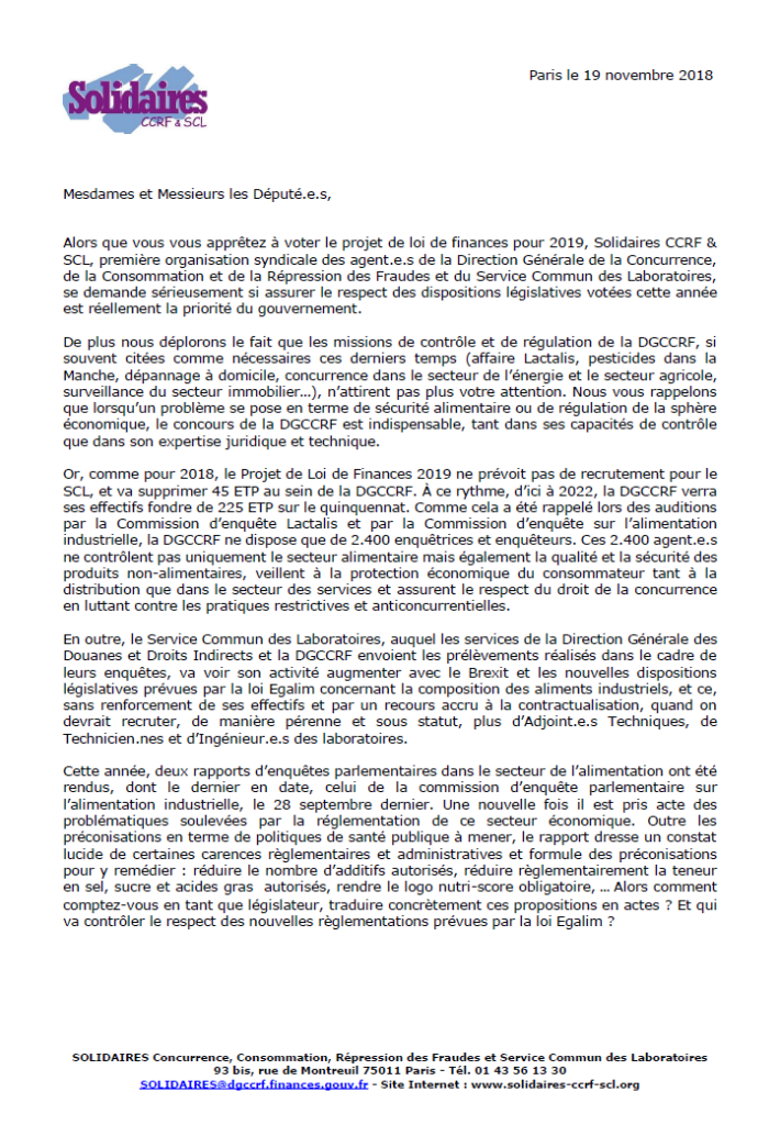 Missions de la DGCCRF : halte à l’hypocrisie  !