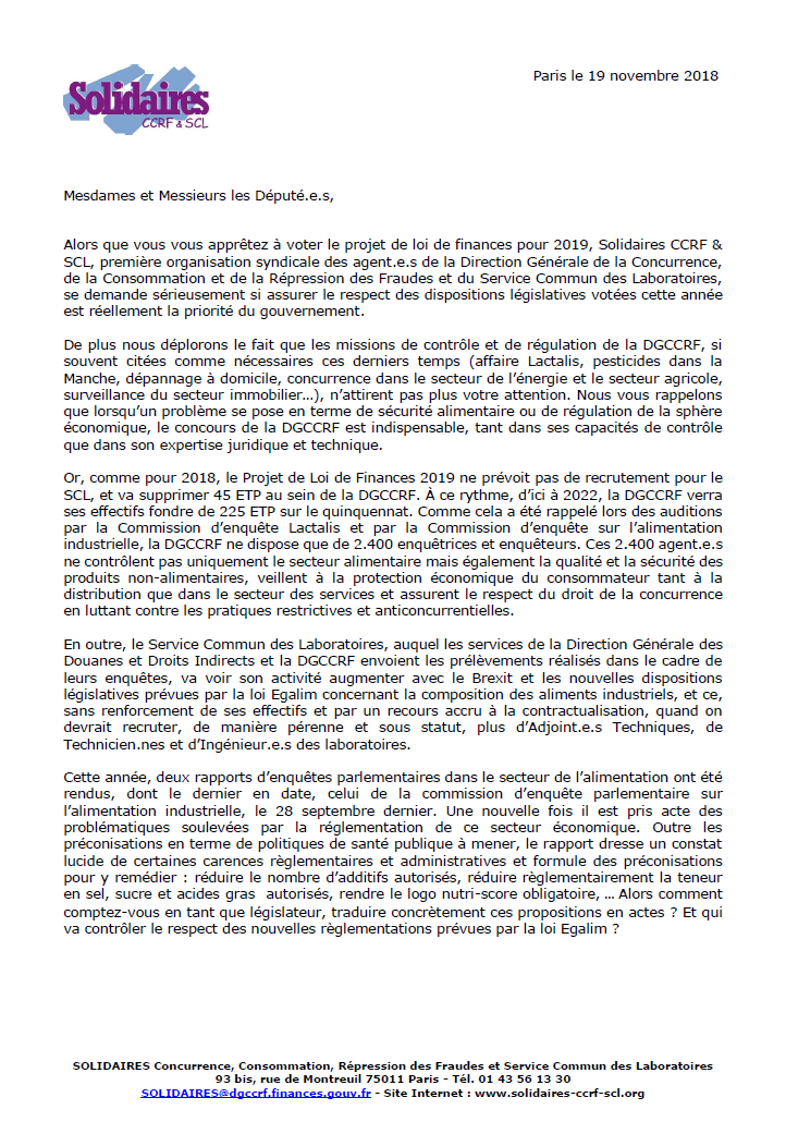 Lire la suite à propos de l’article Missions de la DGCCRF : halte à l’hypocrisie  !